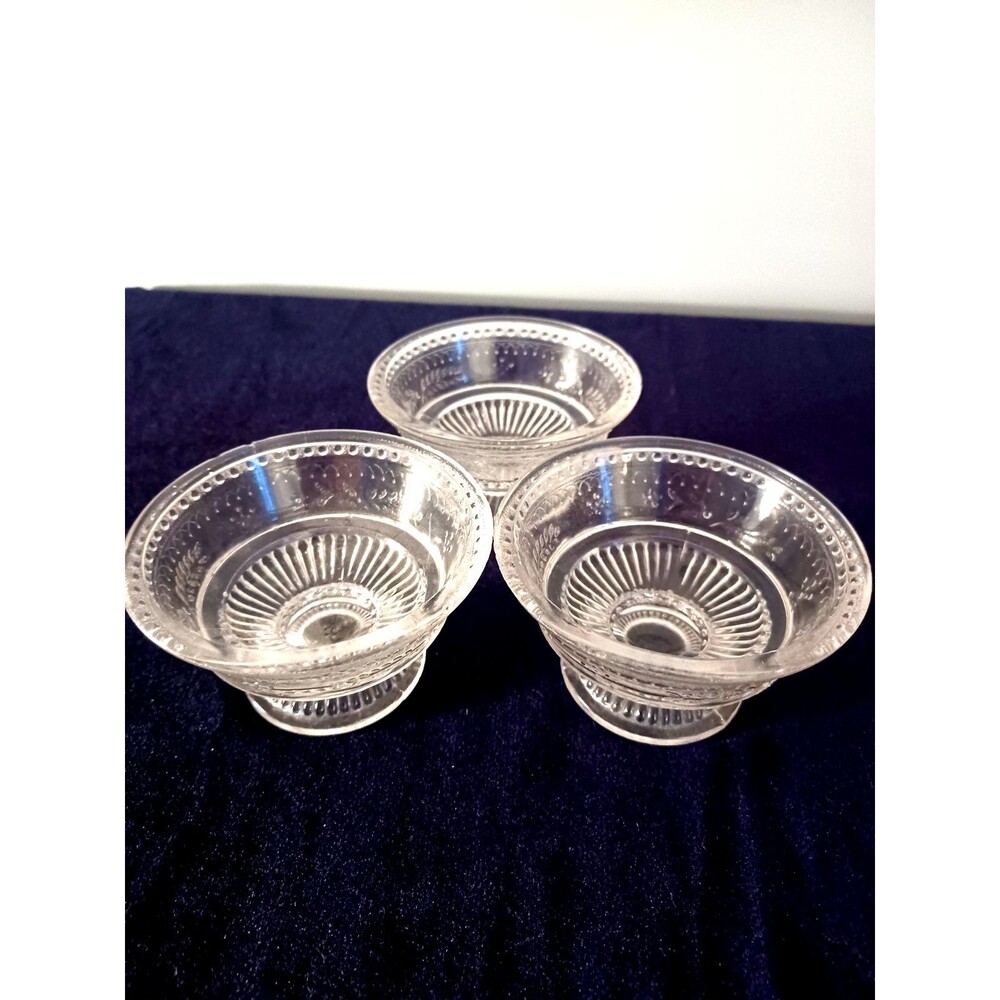 Antique Late 1880's Glass 3 Compote Dishes Adams & Co HorseshoeAnchorPrayerRug